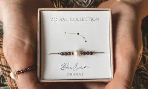 Bransoletka z symbolem Barana i granatem, część kolekcji ZODIAC COLLECTION.
